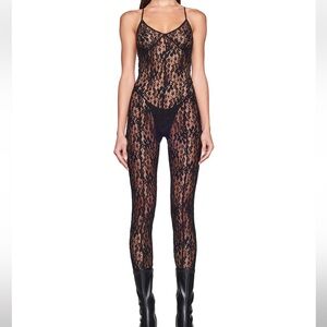 I.AM.GIA Black Cruzi Catsuit Lace One Piece Open Back Sexy V Sheer Suit Only
